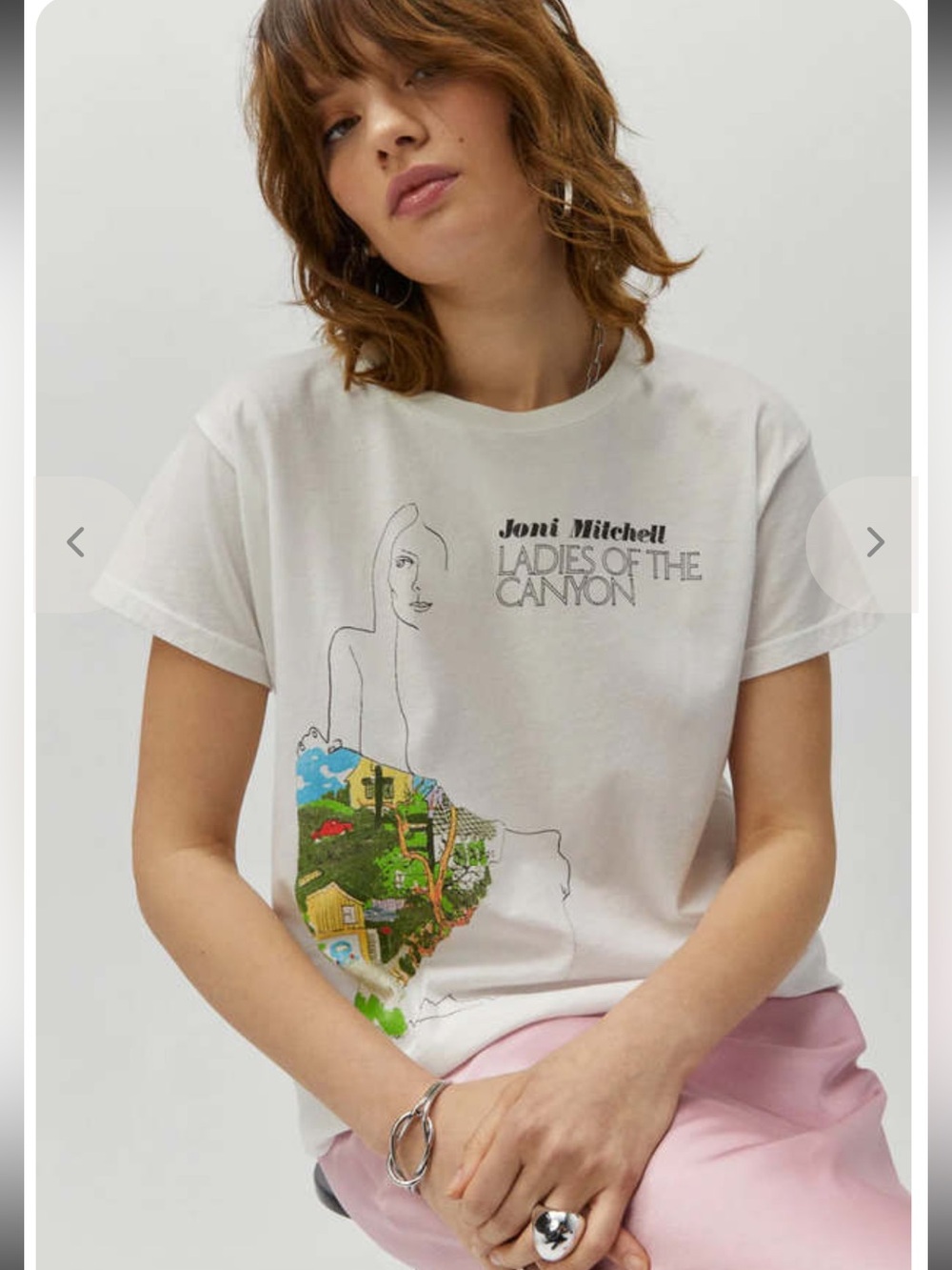 Anthropologie DAYDREAMER Joni Mitchell Ladies Of The Canyon Tee Vintage White S